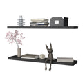 Greer Floating Shelf In Melamine X2, Black Black Horizontal Primary Living Space Open Back Wood Modern Wall Mounted Particle Board Melamine