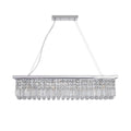 Modern Crystal Chandelier For Dining Room 8 Light White Rectangle Raindrop Chandelier Contemporary Rectangular Pendant Light Fixture For Kitchen Island Bar L39.4'' X W9.8'' X H8.7' Bulb Not Included Chrome Crystal Iron