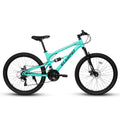 A26207 26 Inch Steel Frame Shock Fork Plus Shock Absorber 21 Speed Unisex Mountain Bike Blue Steel