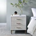 White, Champagne And Gold 3 Drawer Nightstand With Metal Leg White 3 Drawers Bedroom Rectangle Drawers White Wood Metal