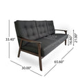 Athena Mid Century Waffle Stitch Tufted Accent Sofa With Rubberwood Legs Charcoal Grey Fabric