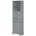 Gray Tall Storage Cabinet With 3 Drawers And Adjustable Shelves For Bathroom, Study, Office And Interior, Mdf Board With Painted Finish Gray Mdf