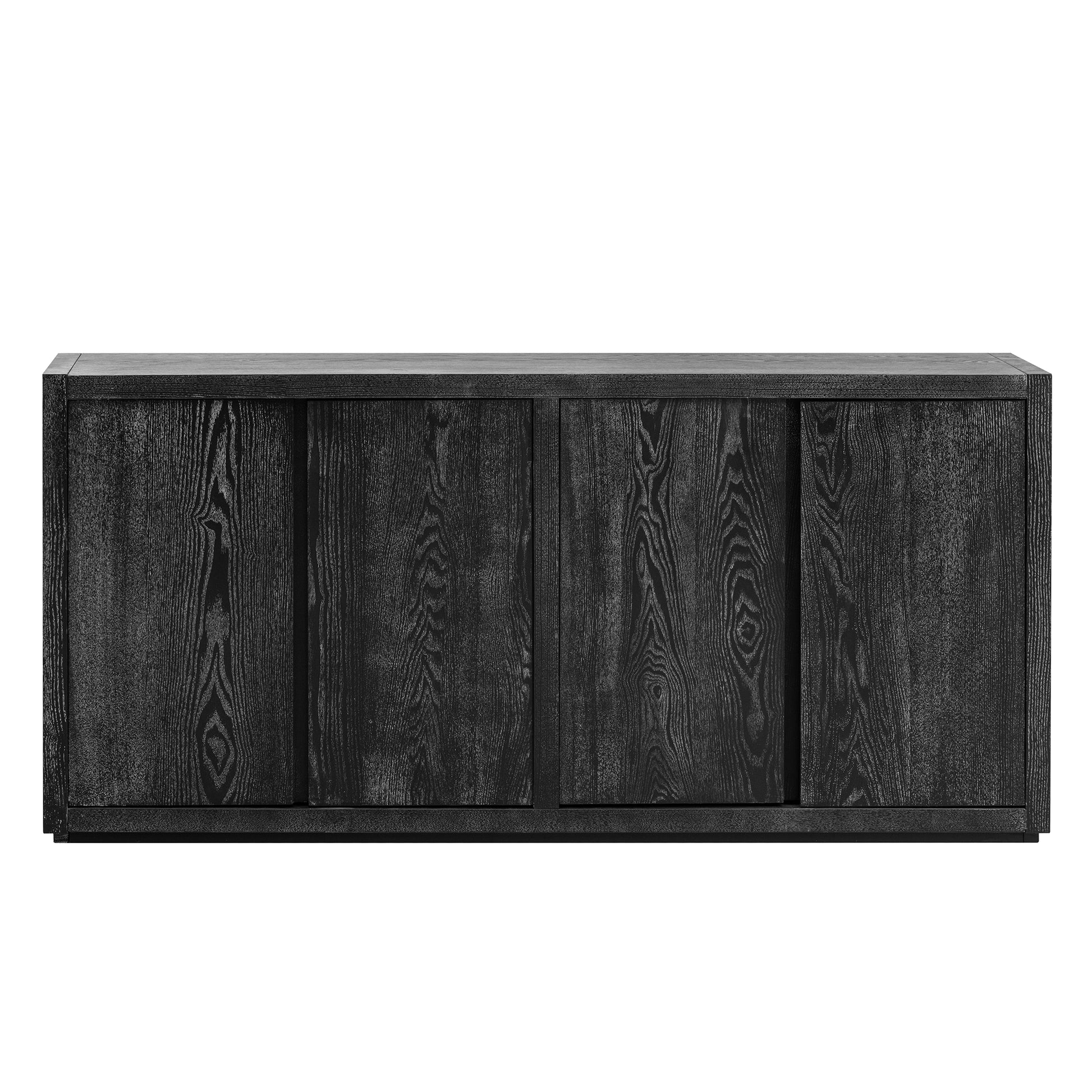 Distinctive Features Of A Four Door Cabinet Sideboard With Ash Veneer Suitable For Hallway, Entryway, Living Room Black Mdf