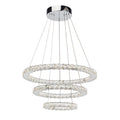 3 Layers Round Ring Chandelier, Iron Stainless Steel Crystal Chrome Color 4000K Natural White Lighting Fixtures, 60W Led Pendant Light For Living Room Dining Room Chrome Ceiling Lights 3100K 4200K