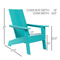 Hdpe Modern Adirondack Chair, Ultra Durable Weather Resistant Design, 350 Lb Capacity, Aqua Blue Aqua Blue Hdpe