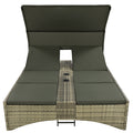 Patio Daybed Outdoor Daybed Outdoor Rattan Sun Lounger With Shelter Roof With Adjustable Backrest, Storage Box And 2 Cup Holders For Patio, Balcony, Poolside,Grey Yes Grey Seats 2 Water Resistant Frame Water Resistant Cushion Garden & Outdoor Sectional