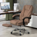 Vinsetto Massage Office Chair With Foot Rest, Executive Office Chair With 6 Vibration Point And Heat, Reclining Computer Chair, Swivel Desk Chair, Adjustable Height, Brown Brown Polyester