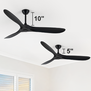 60 Inch Ceiling Fan With Remote Control Timed Lighting, Reversible Airflow And Quiet Operation For Living Room & Bedroom & Outdoor Black Modern Abs