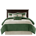 7 Pc Pieced Faux Suede Comforter Set Green King Queen Green Polyester