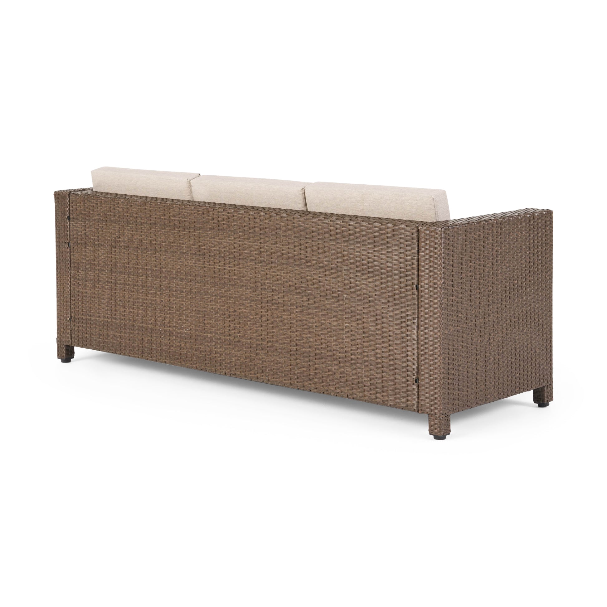 Puerta 3Seater Grey Brown Pe Rattan Iron