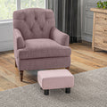 Homcom Ottoman Foot Rest, Small Foot Stool With Linen Fabric Upholstery And Plastic Legs, Cube Ottoman For Living Room, Pink Pink Linen