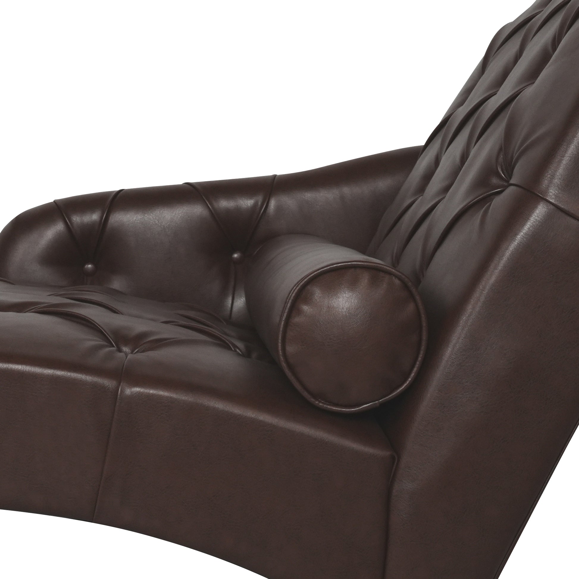 Chaise Lounge Arm Chair Indoor With Pillow And Solid Wood Legs, Leisure Accent Soft Chair With Tufted Back And Arm,Upholstered Chaise Couch Chair For Living Room, Bedroom,Dark Brown Pu Dark Brown Pu