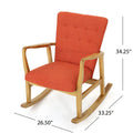 Solid Wood Rocking Chair Orange Fabric