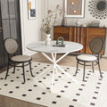 42.13'' Modern Cross Leg Round Dining Table, White Marble Top Occasional Table, Two Piece Removable Top, Matte Finish Iron Legs White Mdf Metal