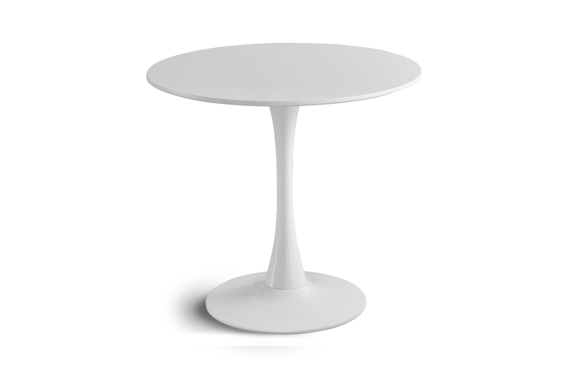 Round White Dining Table Modern Kitchen Table 31.5 Inch Tulip Design With Pedestal, Medieval Casual Table Seating 2 To 4 People White Fiberboard