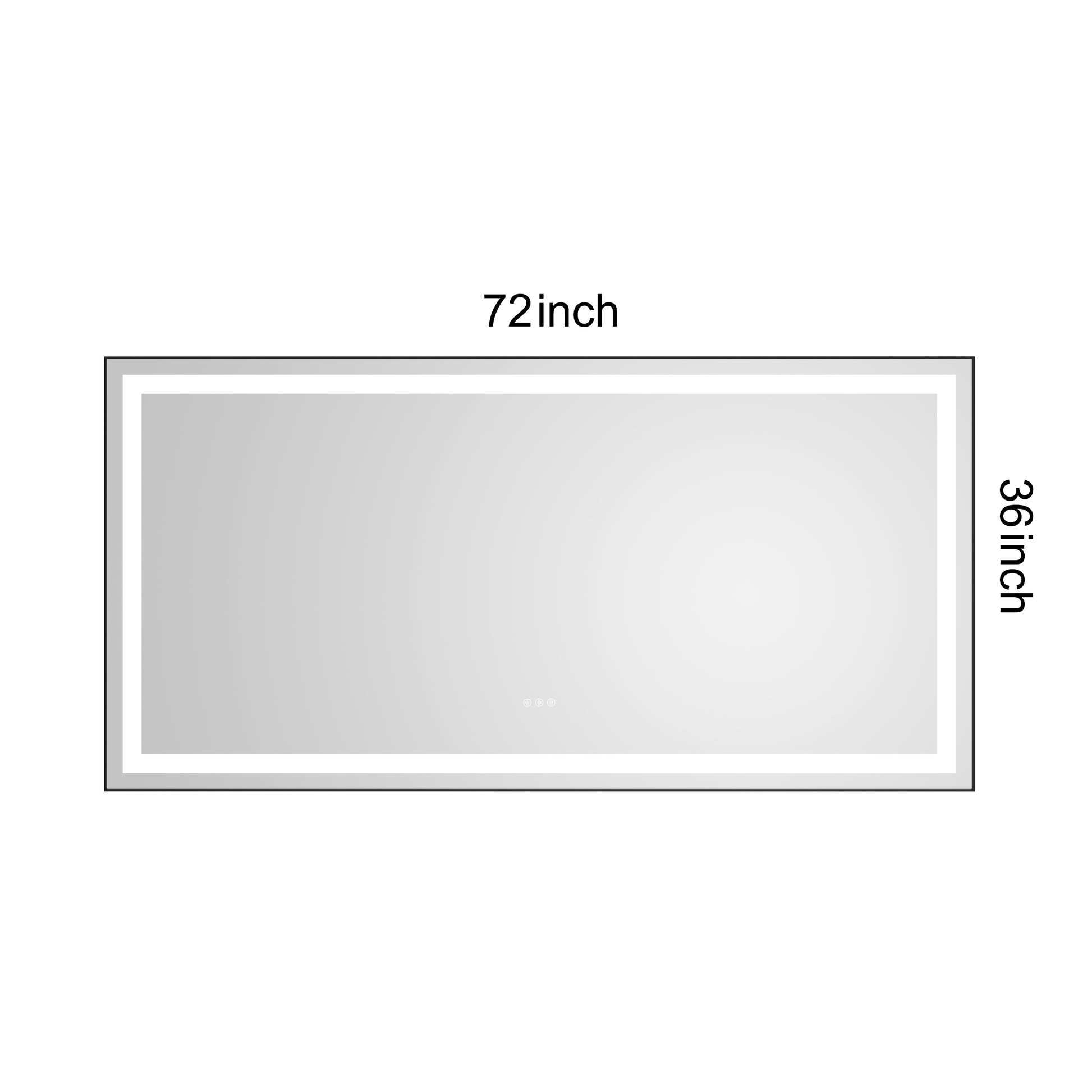 72 X 36 Inch Led Bathroom Mirror With Aluminum Frame, Wall Mounted Vanity Mirror, Anti Fog, Memory, 3 Colors, Stepless Dimmable Matte Black Aluminium,Glass