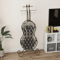 Cello Shape Wine Bakers Rack, Freestanding Wine Rack With Storage Bottle, Wine Storage Home Bar For Liquor And Wine, Organizer For Kitchen, Dining Room Antique Brown Dining Room Metal Metal