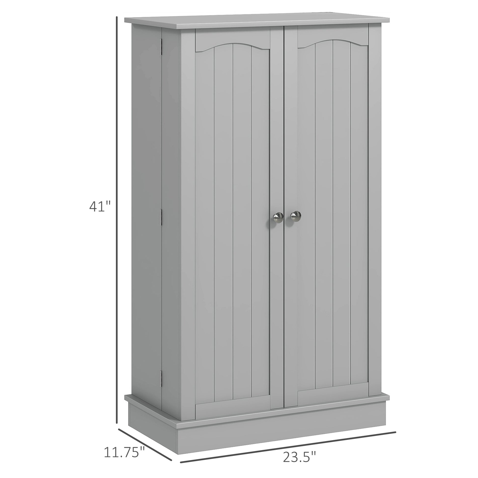 Homcom 41" Kitchen Pantry Storage Cabinet, Freestanding Kitchen Cabinet With 12 Door Shelves, Double Doors, 5 Tier Shelving And Adjustable Shelves, Paper Gray Gray Mdf