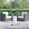 Comfortable Patio Chair With Cushions Fully Assembled Grey,Grey Mix Wicker