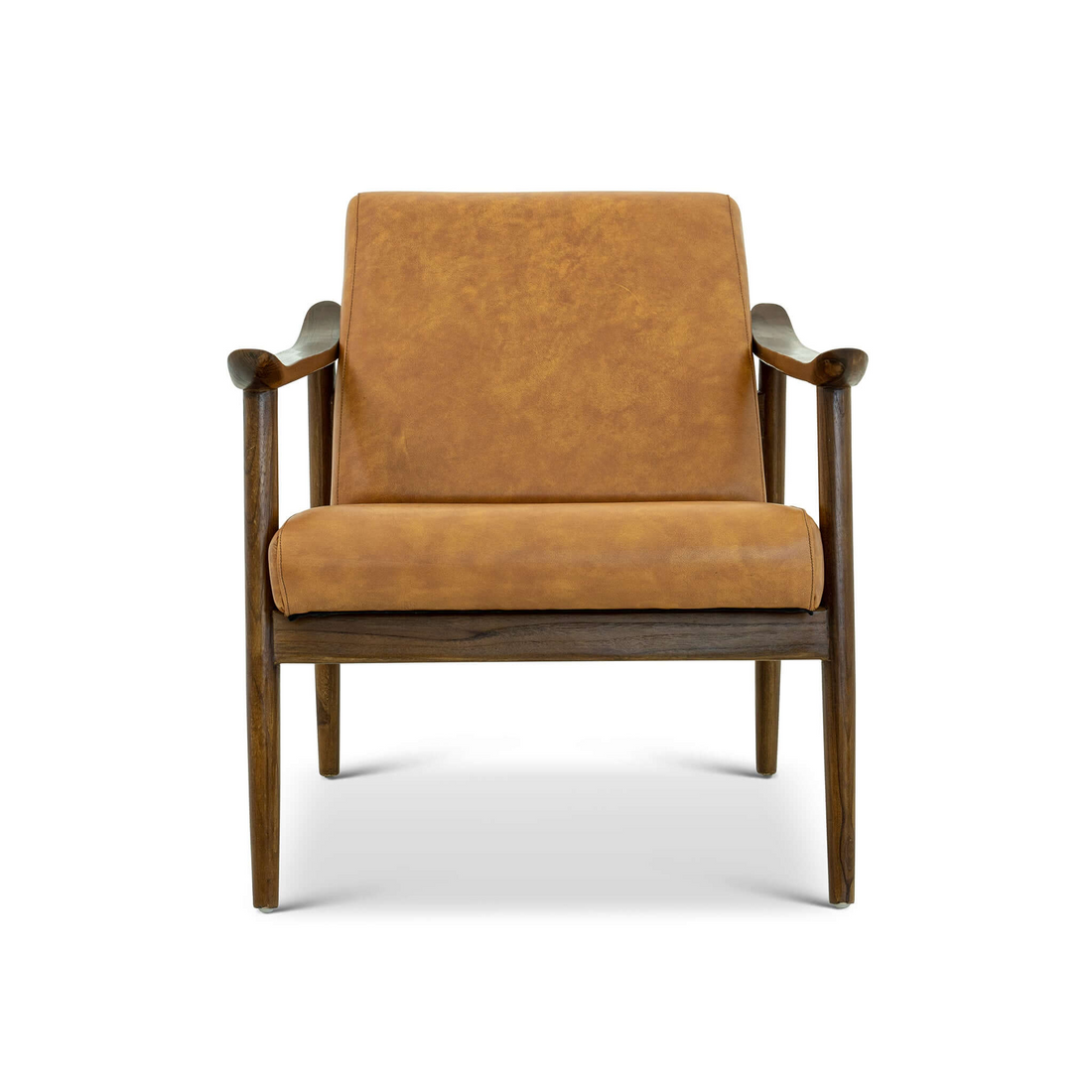 Brandon Antique Tan Leather Lounge Chair Brown,Tan Mid Century Modern Foam Genuine Leather,Solid Wood
