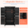 Elegant Bathroom Floor Storage Cabinet, Bathroom Storage Unit, Freestanding Cabinet With 4 Doors, Adjustable Shelves, Adaptable Shelves, Black Black Mdf