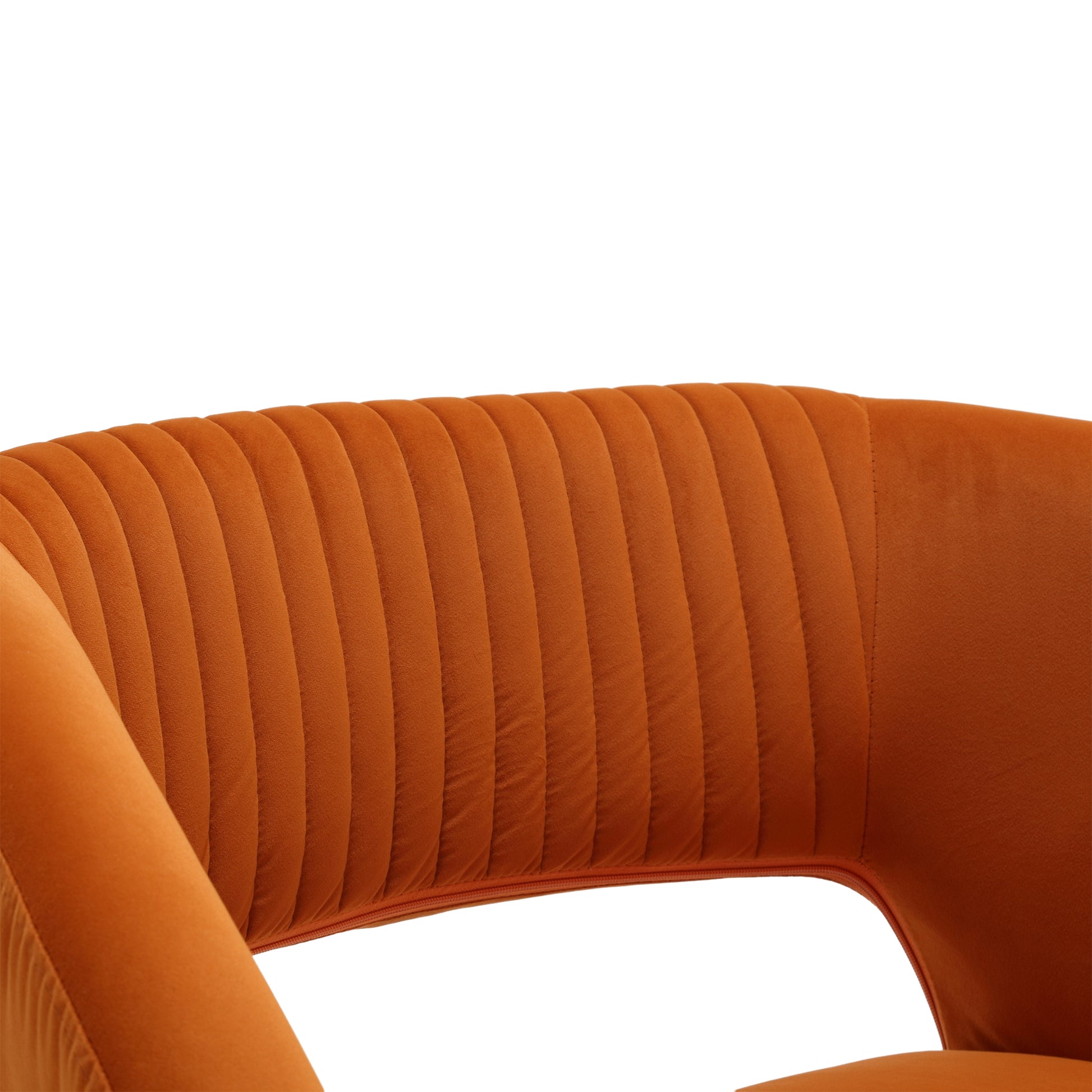 Coolmore Upholstered Tufted Living Room Chair Textured Linen Fabric Accent Chair With Metal Stand Orange Velvet