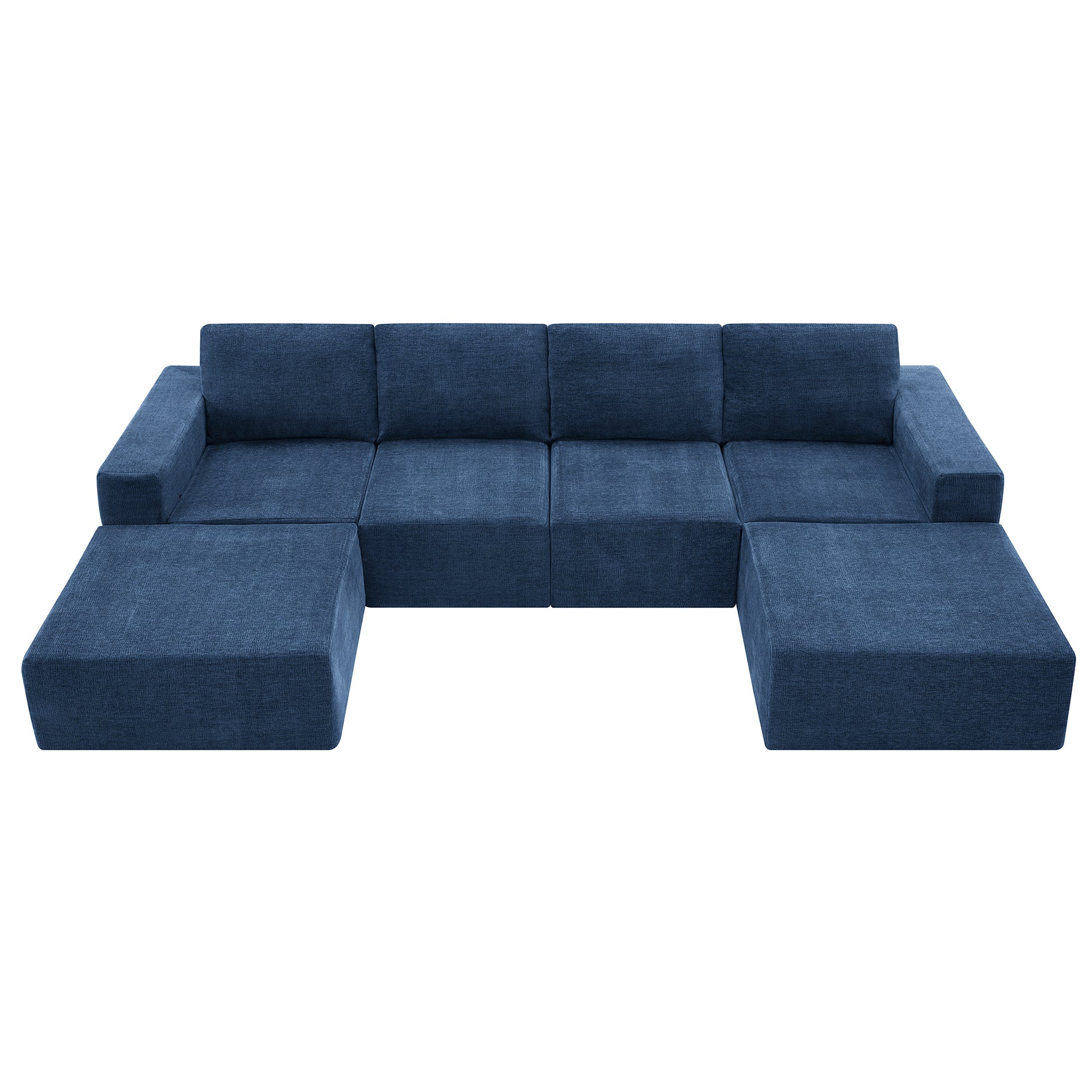 110*72" Modular U Shaped Sectional Sofa,Luxury Chenille Floor Couch Set,Upholstered Indoor Furniture,Foam Filled Sleeper Sofa Bed For Living Room,Bedroom,Free Combination,3 Colors Navy Polyester 6 Seat