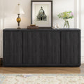 Distinctive Features Of A Four Door Cabinet Sideboard With Ash Veneer Suitable For Hallway, Entryway, Living Room Black Mdf