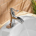 Polished Chrome Waterfall Bathroom Faucet Single Handle Vanity Sink Tap Chrome Brass