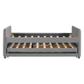 Twin Size Upholstered Daybed With Twin Size Trundle And Drawers, Velvet, Gray Box Spring Not Required Twin Gray Velvet