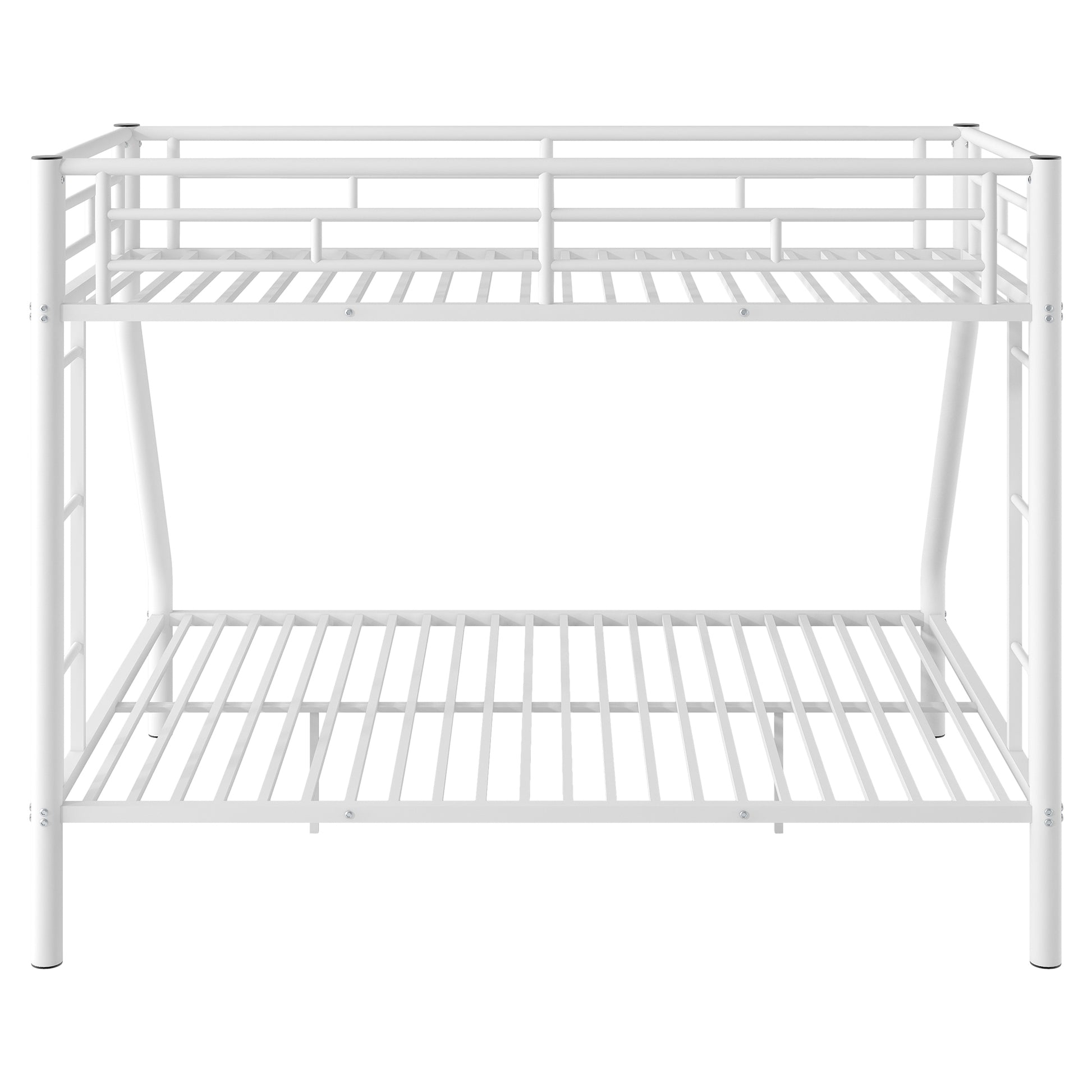 Twin Xl Over Queen Metal Bunk Bed With Ladder And Guardrails, White Expected Arrival Time: 9.7 Box Spring Not Required Twin Xl White Metal Metal