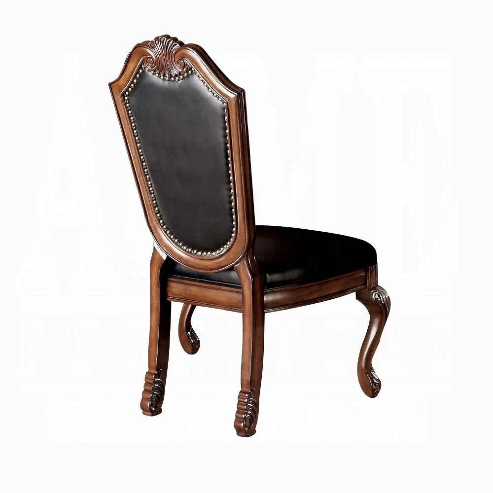 Black And Cherry Side Chair With Trim Set Of 2 Solid Black Brown Dining Room Foam Side Chair Solid Back Set Of 2 Faux Leather