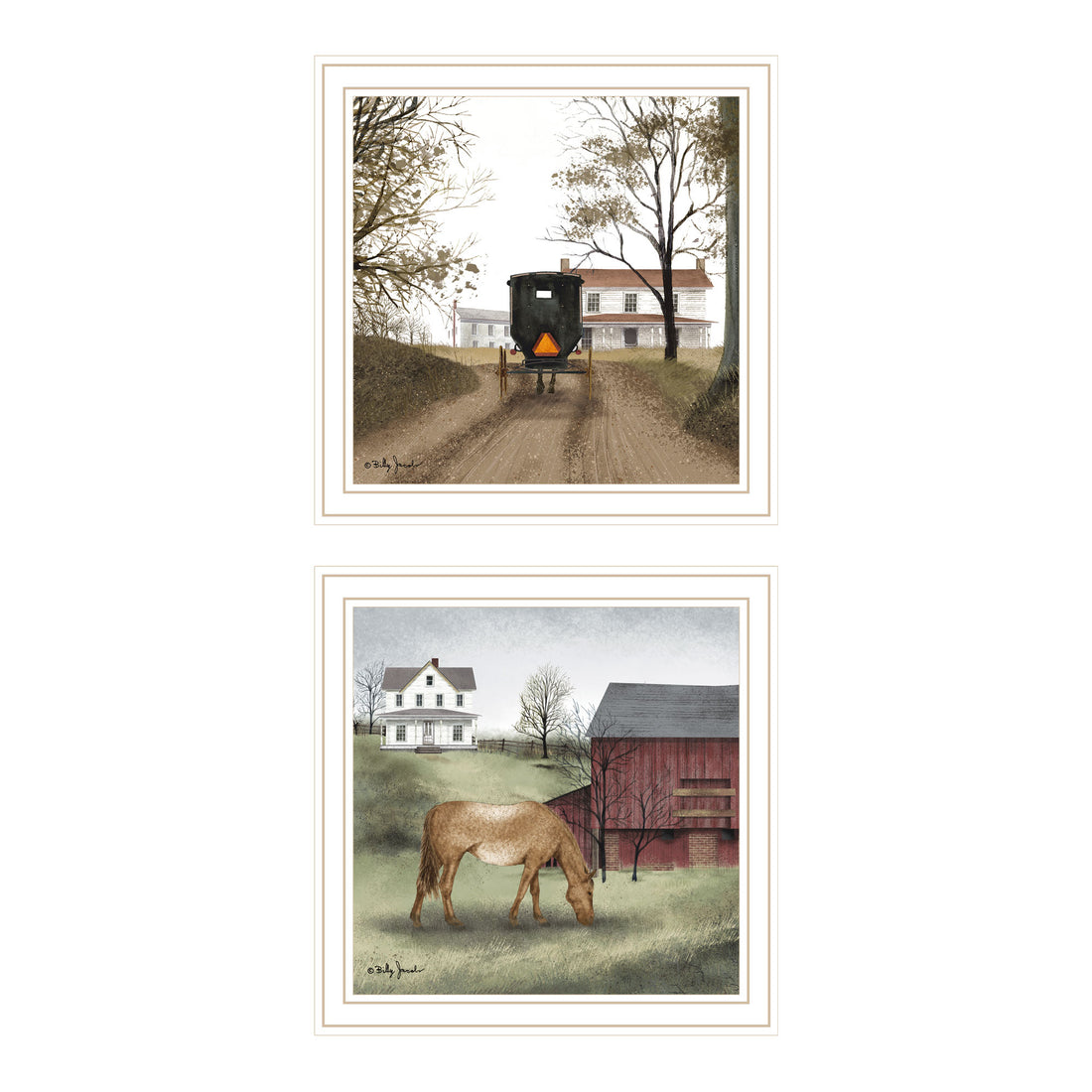 2 Piece Vignette The Old Mare, Heading' Home White Framed Wall Art For Living Room, Bedroom Wall Art Print For Home Decor By Billy Jacobs Multicolor Wood Paper