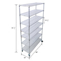 7 Tier Metal Shelf Wire Shelving Unit, 2450Lbs Heavy Duty Adjustable Storage Rack With Wheels & Shelf Liners For Closet Kitchen Garage Basement Commercial Shelving 81.5