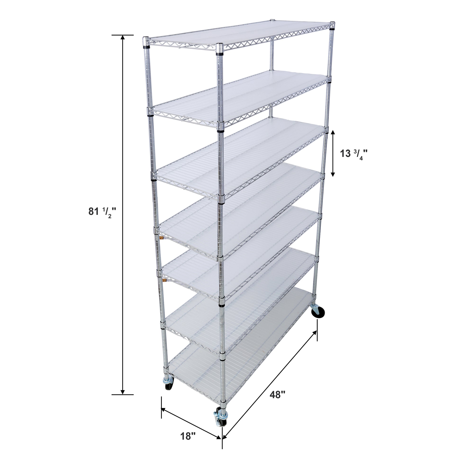 7 Tier Metal Shelf Wire Shelving Unit, 2450Lbs Heavy Duty Adjustable Storage Rack With Wheels & Shelf Liners For Closet Kitchen Garage Basement Commercial Shelving 81.5" H X 48" L X 18" D Chrome Chrome Metal
