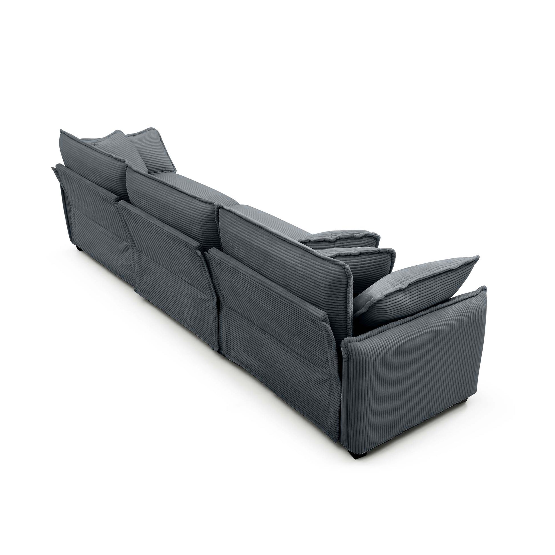 Warm And Cozy Sofa Set With Soft Cushions And Pillows, Home Theater Style Sofa Set Consisting Of A 3 Seater Sofa And Two Single Sofas Ingrey Corduroy Fabric Grey Corduroy 5 Seat