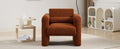 Modern Accent Chair Lambskin Sherpa Fabric Upholstered Comfy Reading Arm Chair Soft Padded Armchair With Back And Pillow For Living Room Bedroom Reception Waiting Room Office,Burnt Orange Burnt