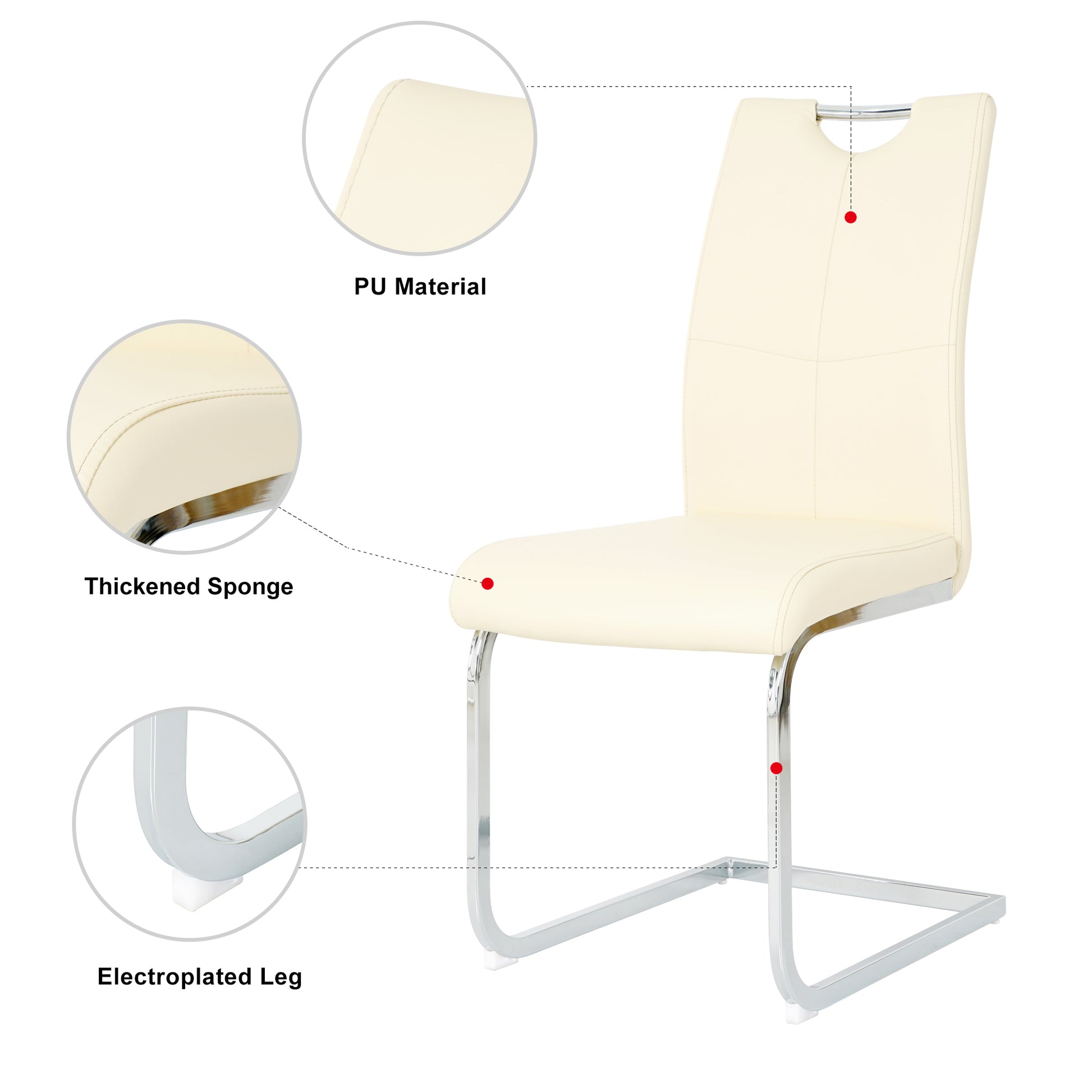 Modern Simple Table With A Glass Square Table And Six Chairs. Transparent Tempered Glass Table Top, Electroplated Table Legs, Bow Chair Legs Set Of 7 Light Yellow Rectangular Glass Metal