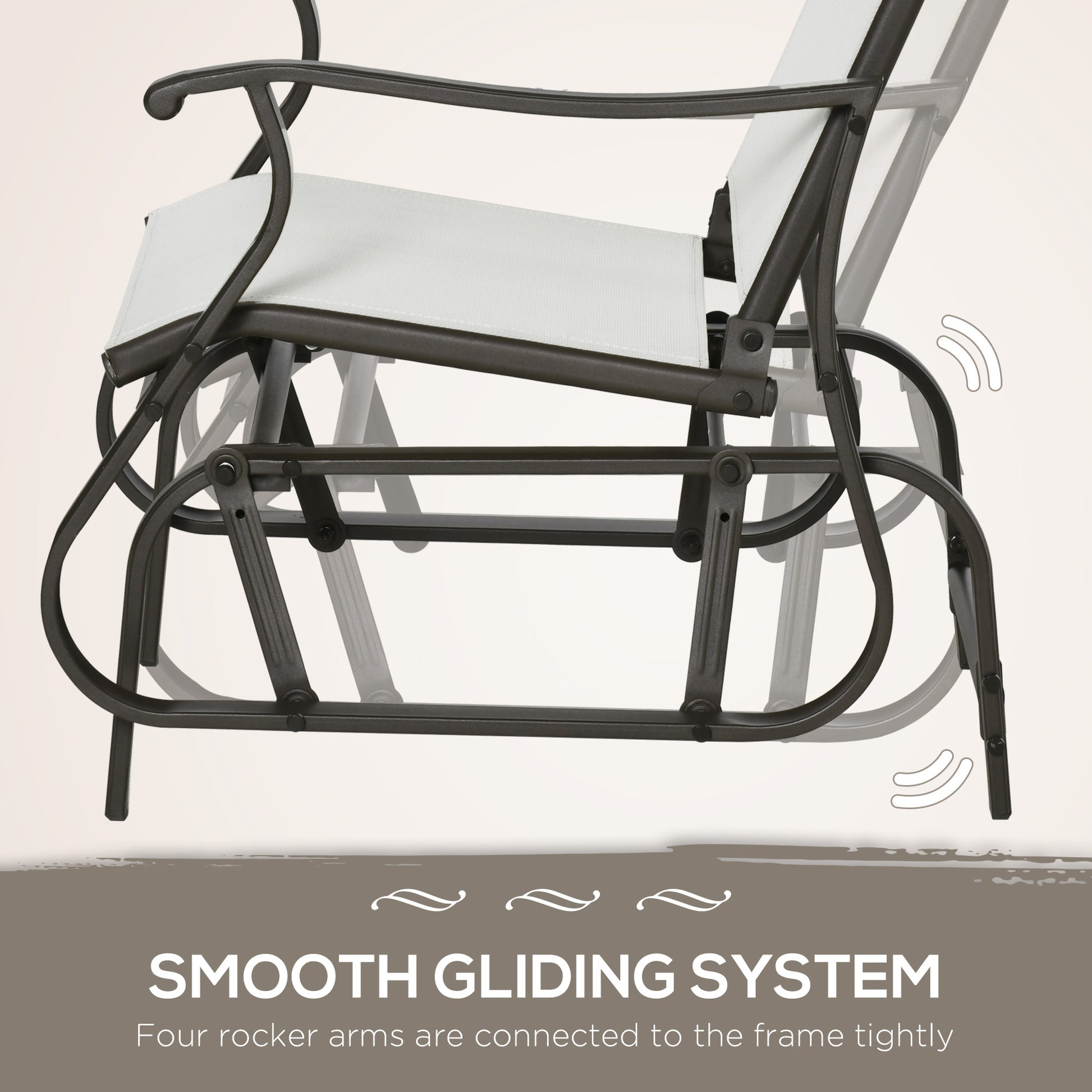 Outsunny 3 Piece Outdoor Gliders Set Bistro Set With Steel Frame, Tempered Glass Top Table For Patio, Garden, Backyard, Lawn, Cream White Cream White Steel