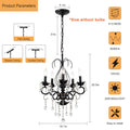 Classic Vintage Crystal Candle Chandeliers Lighting, 5 Lights Pendant Ceiling Fixture Lamp 5*E12*Max40W, No Include Bulb Chandelier For Living Room Dining Room Bedroom Hall Balcony Matte Black Gold Matte Black American Design,Luxury,Modern,Vintage Metal
