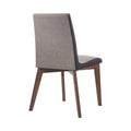 Set Of 2 Grey Fabric Upholstered Dining Side Chairs In Walnut Finish Grey Dining Room Rectangular Set Of 2 Fabric,Mdf