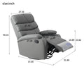 Rocking Recliner Chair,360 Degree Swivel Nursery Rocking Chair,Glider Chair,Modern Small Rocking Swivel Recliner Chair For Bedroom,Living Room Chair Home Theater Seat Dark Grey Gray Gray Faux Leather Manual Push Button Primary Living Space Soft Loose