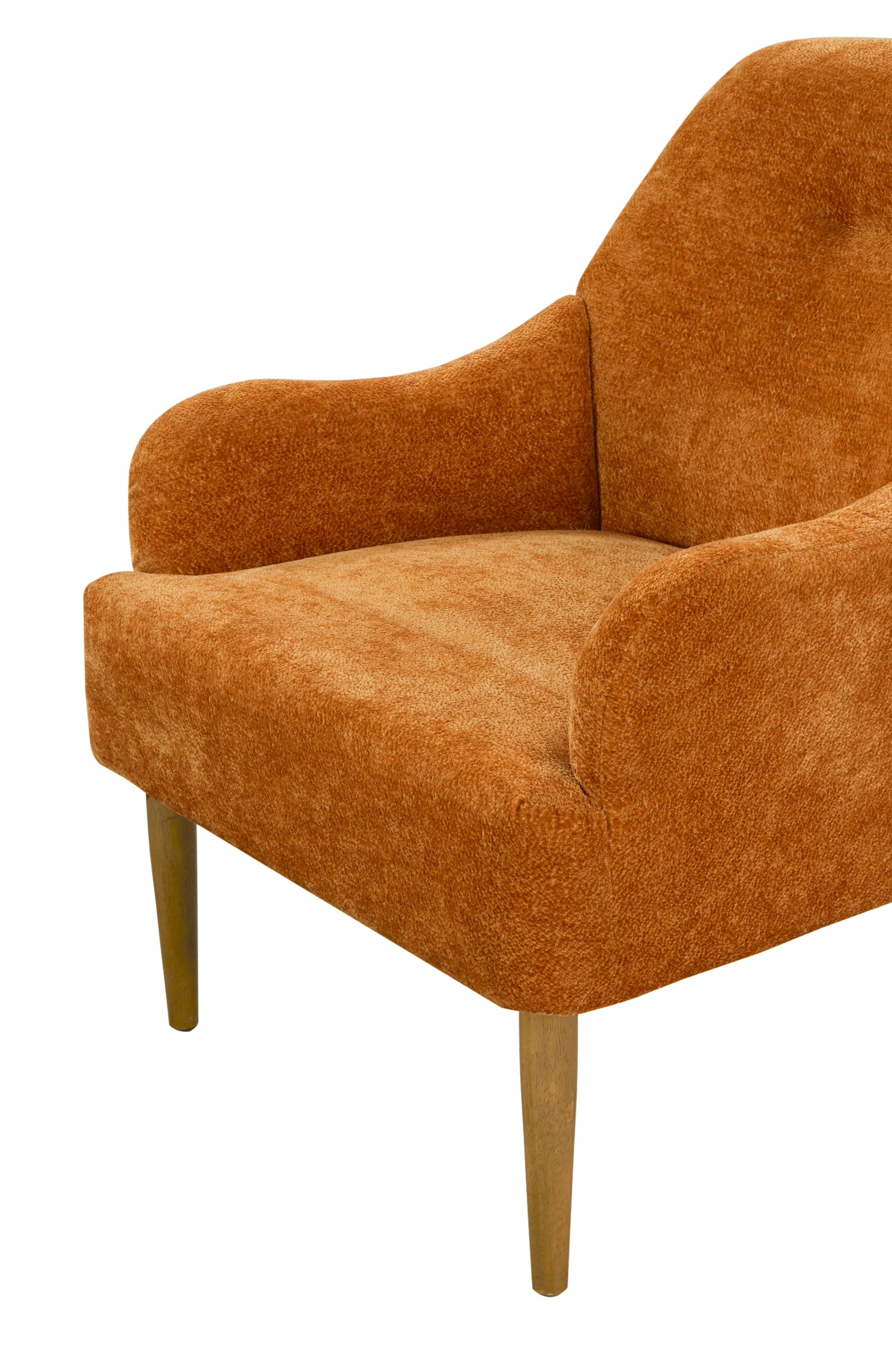 Chenille Armchair, Modern Style Accent Chair With Wood Legs, Comfy Design For Living Room, Bedroom, Office, Orange Orange Foam Wood Fabric
