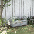 Outsunny 6' X 3' Galvanized Raised Garden Bed With Mini Pvc Greenhouse Cover, Outdoor Metal Planter Box With 2 Roll Up Windows For Growing Flowers, Fruits, Vegetables And Herbs, Light Gray Light Grey Plastic