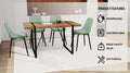 Mdf Dark Wood Dining Table And Modern Dining Chair 4 Piece Set, Medieval Wooden Kitchen Dining Table Set, Rectangular Metal Base, Dining Table And Suede Chair Brown Green Mdf