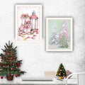2 Piece Vignette Pink Candy Land Christmas Trees White Framed Wall Art For Living Room, Bedroom Wall Art Print For Home Decor By Mary June Multi Wood Paper