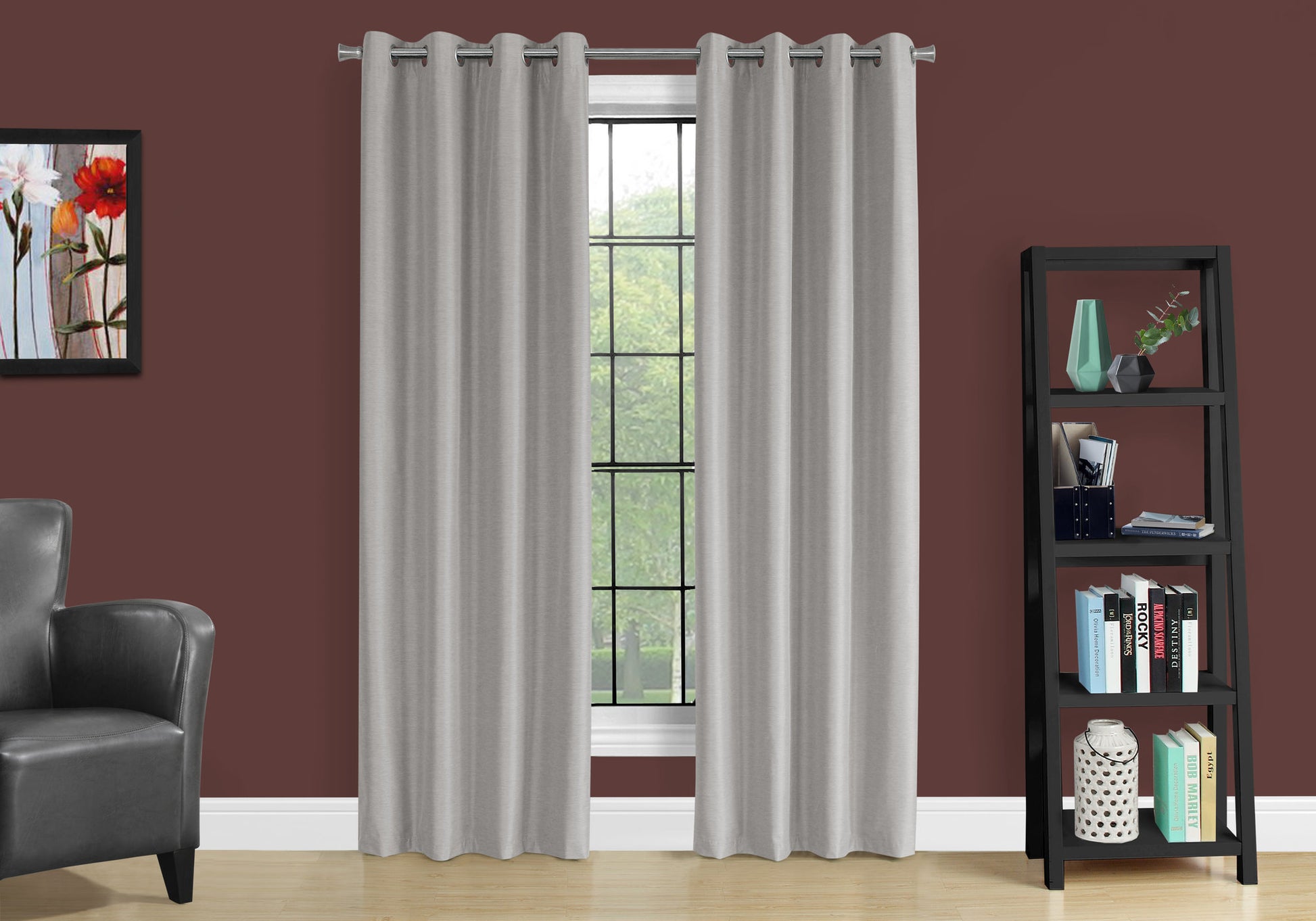 Curtain Panel, 2Pcs Set, 54"W X 95"L, 100% Blackout, Grommet, Living Room, Bedroom, Kitchen, Grey Thermal Insulation Polyester, Contemporary, Modern Silver Polyester