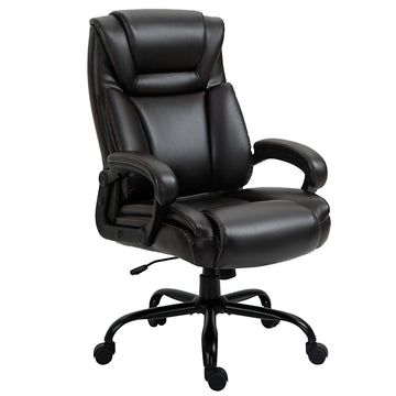 Vinsetto Big And Tall 400Lbs Executive Office Chair With Wide Seat, Computer Desk Chair With High Back Pu Leather Ergonomic Upholstery, Adjustable Height And Swivel Wheels, Brown Brown Faux Leather