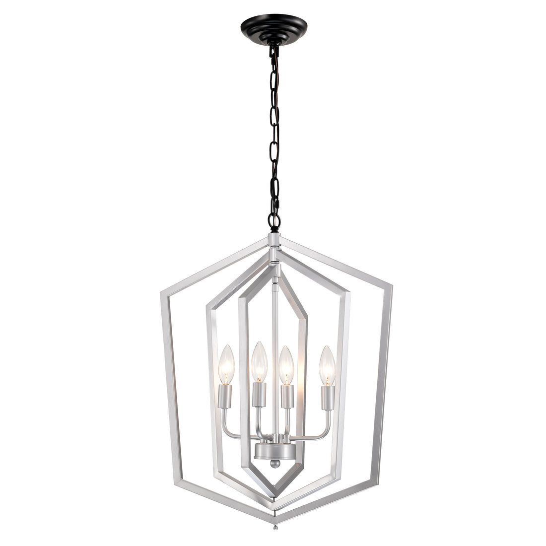 4 Light Farmhouse Chandeliers, Matte Black And Sliver Matte Black Vintage Cage Light Fixture ,Adjustable Height Chandeliers For Dining Room, Bedroom, Living Room, Confere E12 Bulbs Not Included Matt