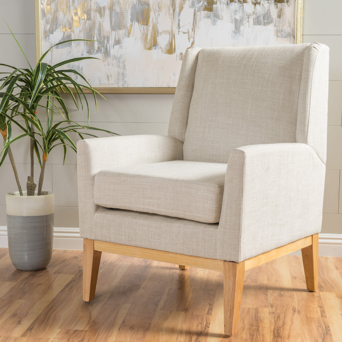 Kd Accent Chair Beige Fabric